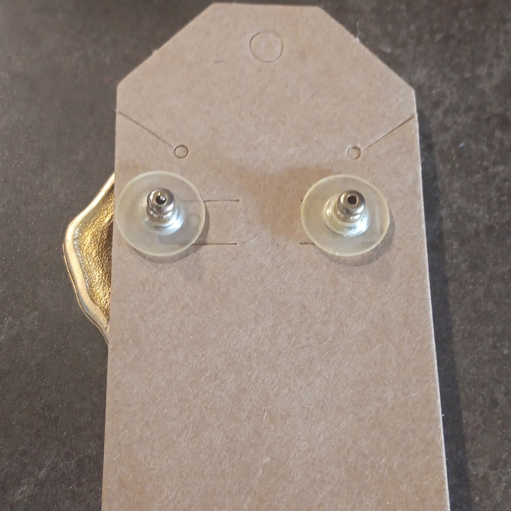 Vintage Gold and Orange Stud Earrings - Picture 3 of 4